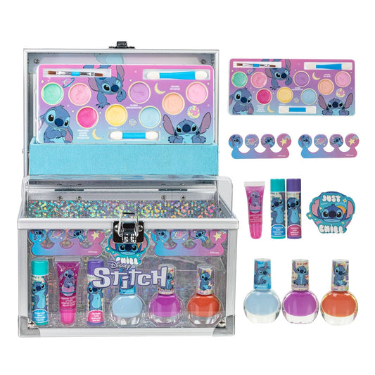 Stitch Train Case Beauty Set, Kids Makeup Kit for Girls, Real Washable Makeup Set, Play Makeup, Party Favor, Birthday, Ages 3 4 5 6 7 8 9 10 11 12 by
