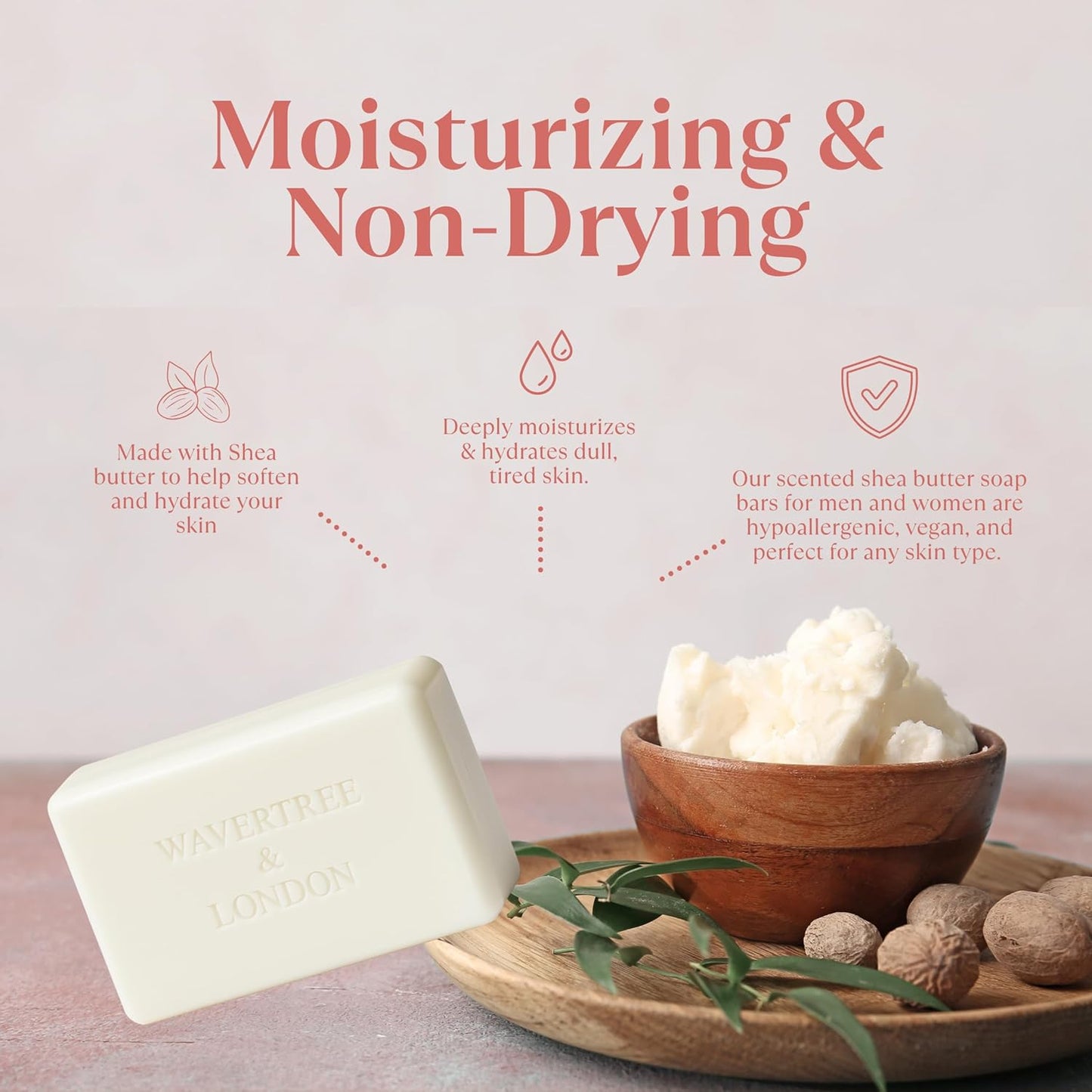 English Rose Scented Natural Soap (2 Bars), 7Oz Moisturizing French Triple Milled Soap Bars Enriched with Shea Butter - Pure Plant Oil Bath & Body Soap for All Skin Types