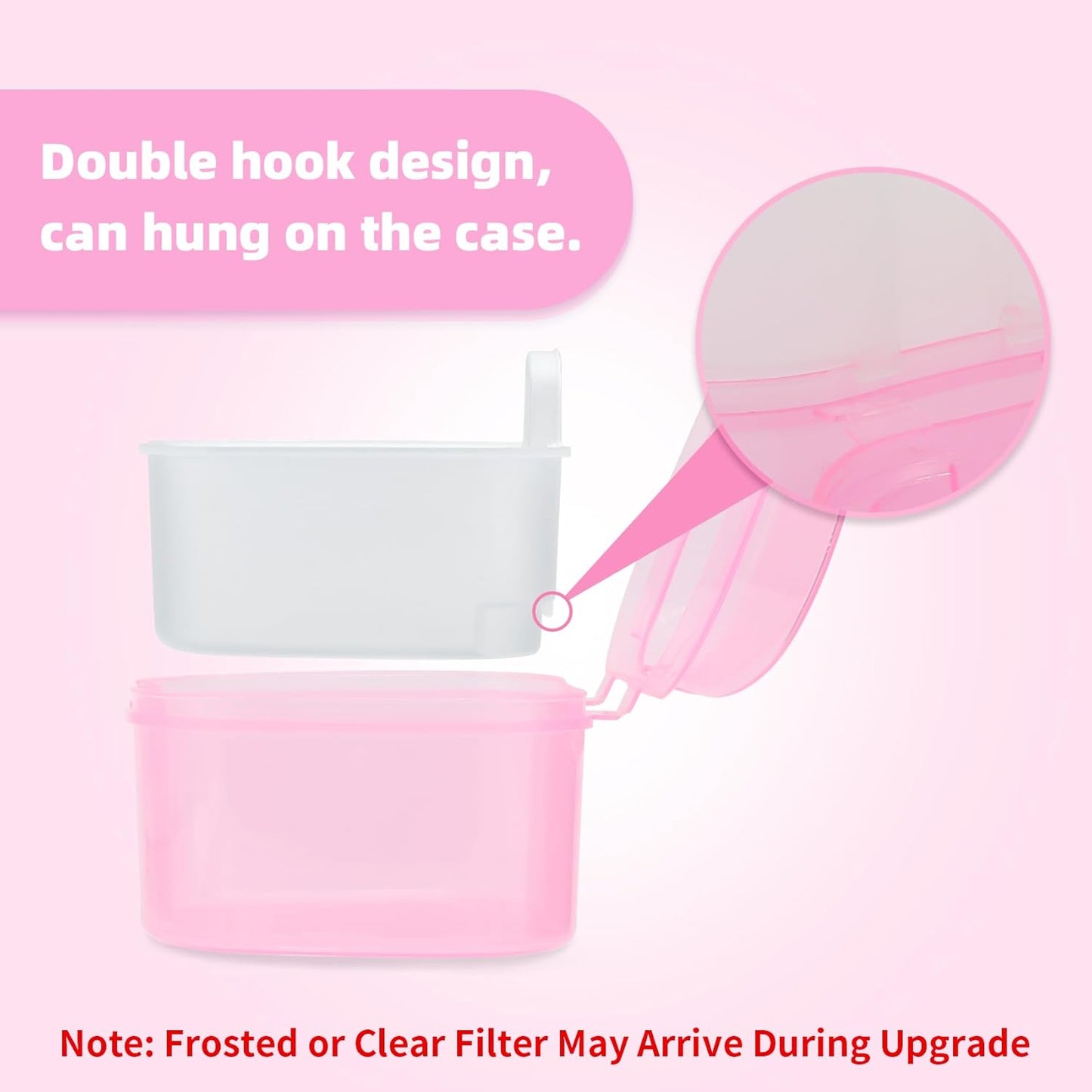 Dental Orthodontic Retainer Container Cleaning Case,Denture Bath Box Case Cup Holder, Mouthguard Storage Soaking Case - Leak Proof with Lid Waterproof - Pink…