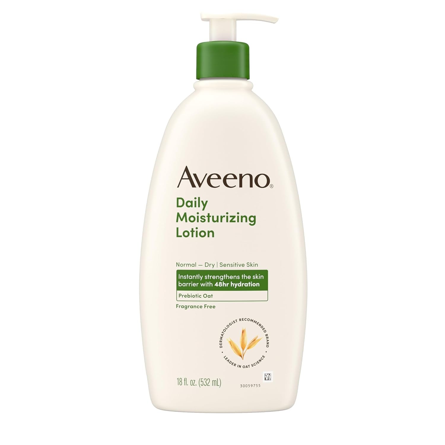 Daily Moisturizing Body Lotion, Body Lotion for Dry Skin with Prebiotic Oat, Paraben Free, Fragrance Free, Non-Greasy, Non-Comedogenic Moisturizer, 18 FL OZ