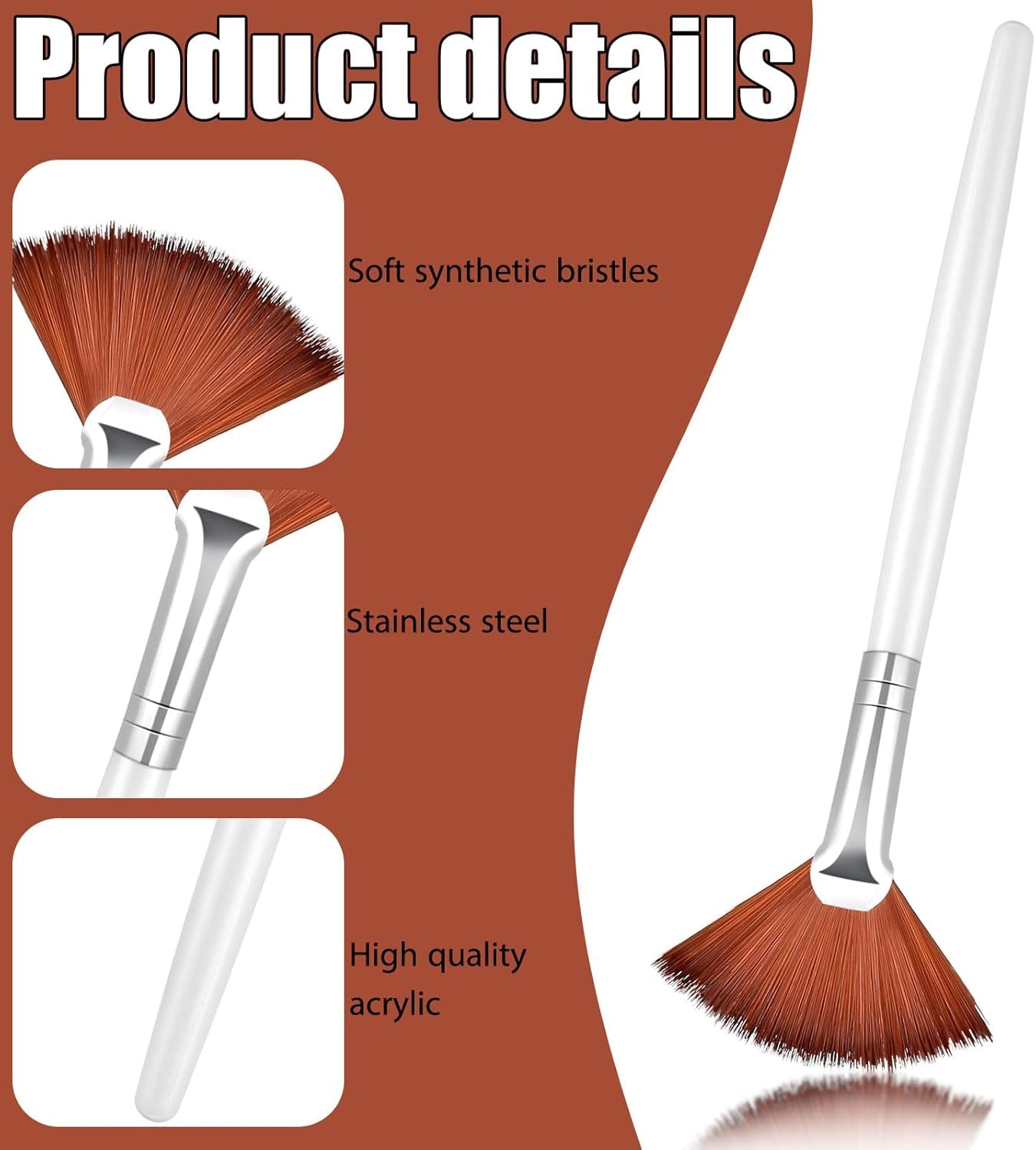 14 Pieces Fan Brushes Facial Applicator Brush Soft Fan Brushes Acid Applicator Brush Cosmetic Makeup Applicator Tools for Mud Cream (Brown)
