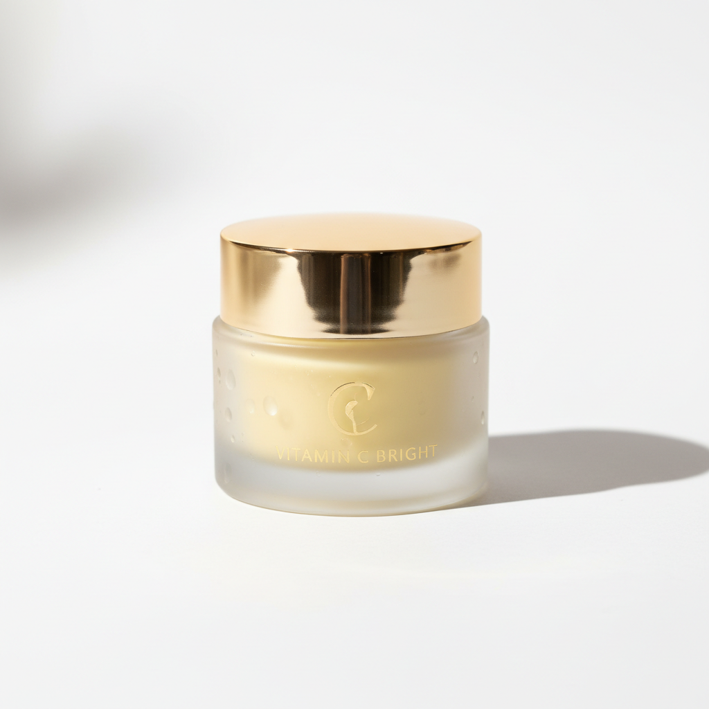 Vitamin C Brightening Moisturizer - luxury glass jar with gold cap