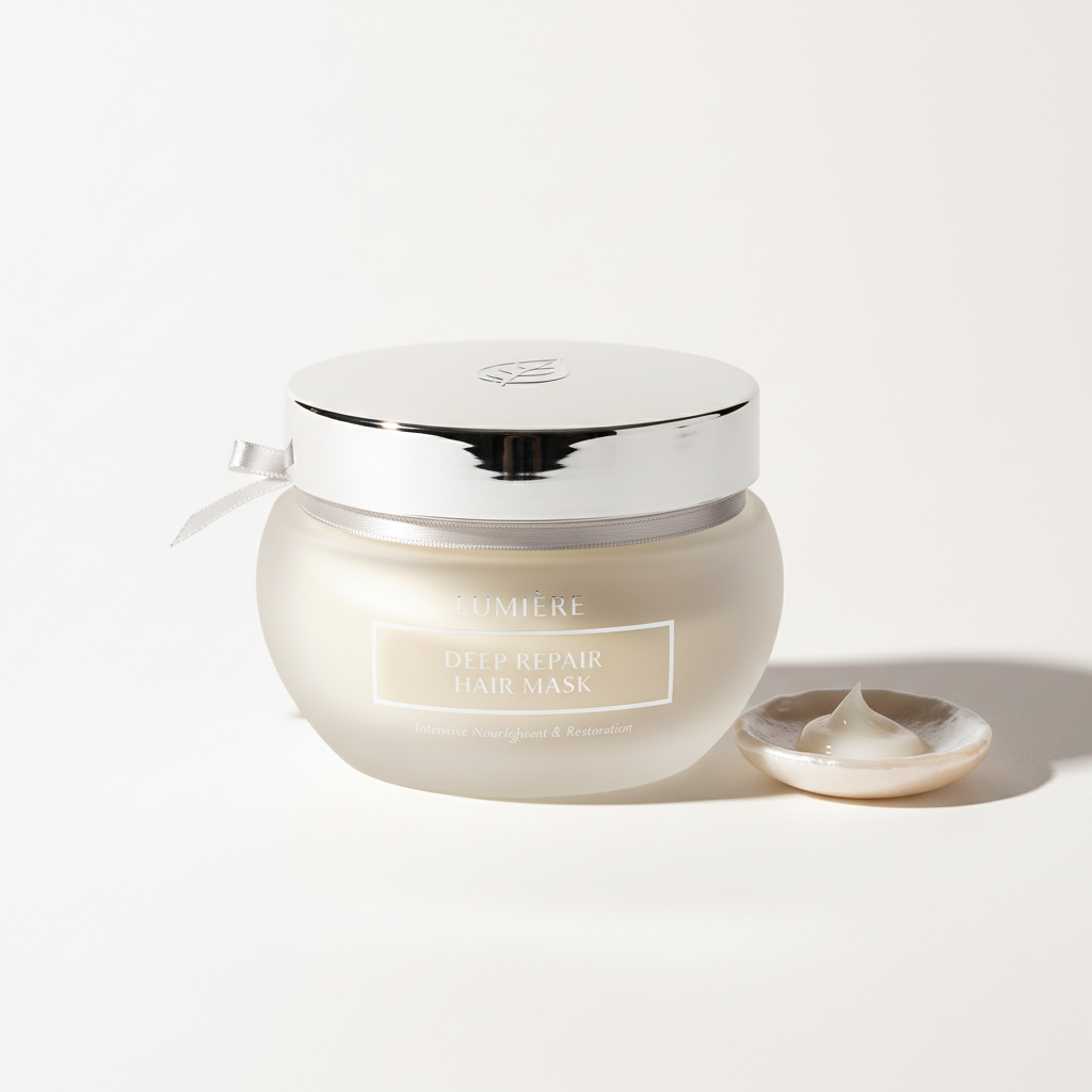 Deep Repair Hair Mask - elegant frosted glass jar